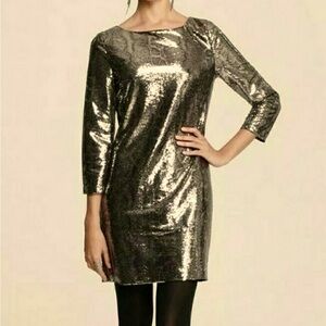 Tahari Bronze Python Sheath Sequin Dress